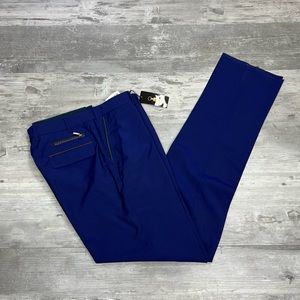 Zilli NWT Navy Blue w/ Leather Trim Dress Pants 34